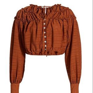 FREE People Hailey Ruffle Glazed Ginger Top Sz Large